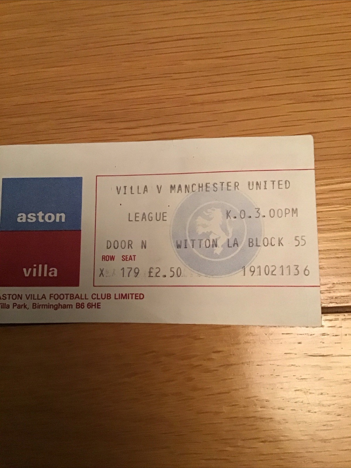 Aston Villa v Manchester United Ticket Stub (think It is 1977/78 Season for sale on Ebay