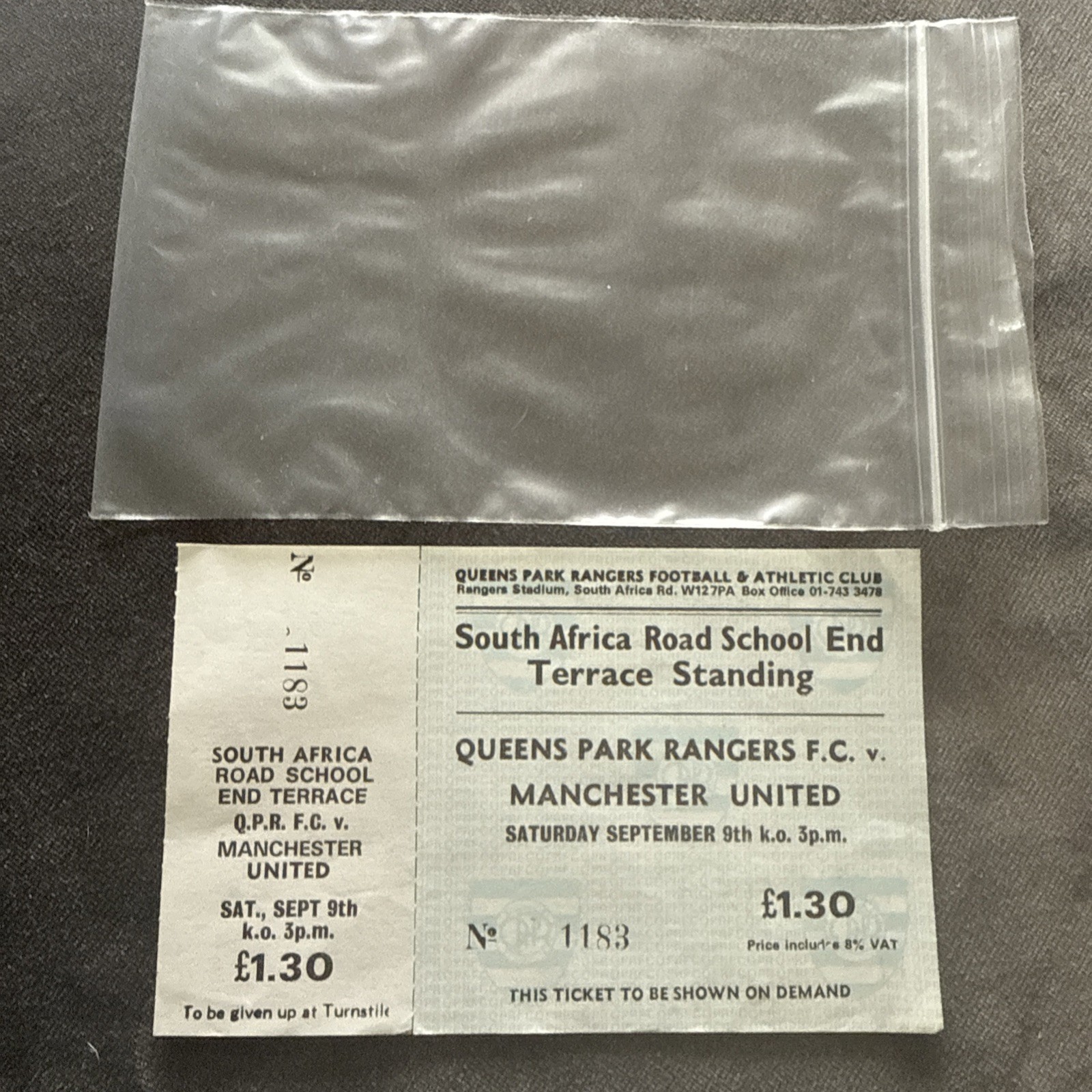 Rare Old 1978 Unused Intact QPR Manchester United FC Football Match Ticket  for sale on Ebay