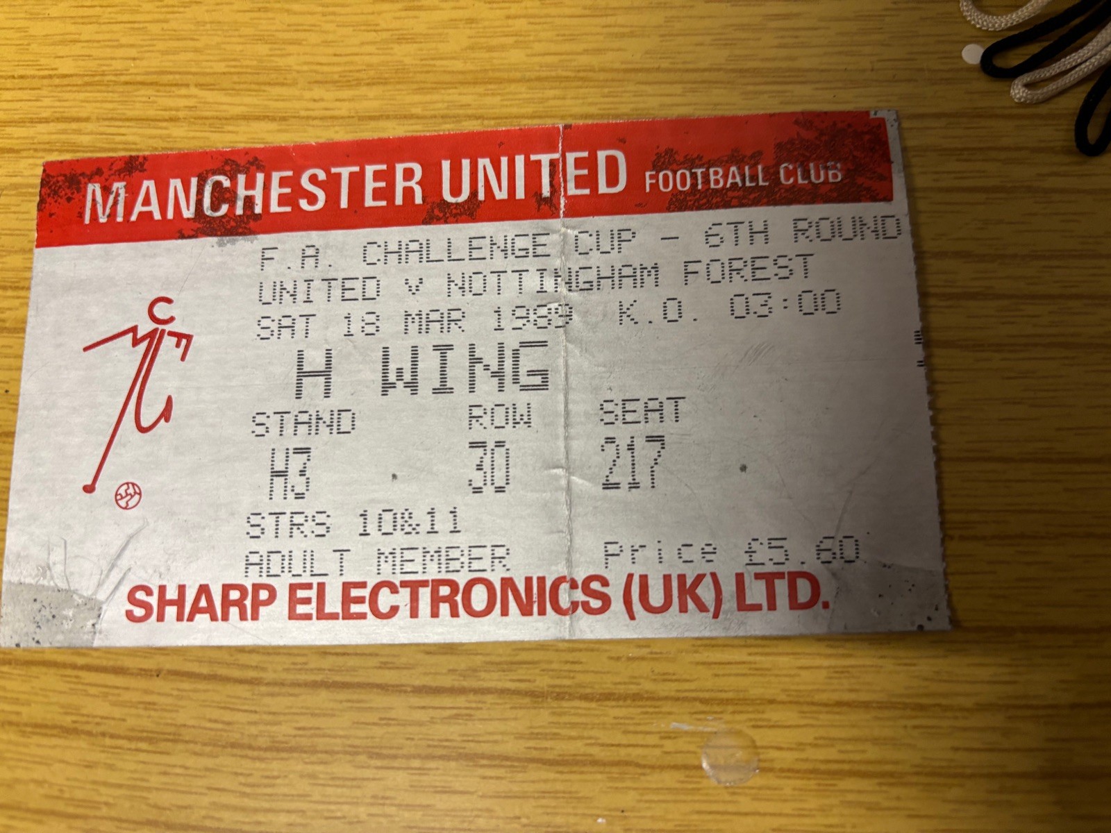 1989 TICKET STUB FA CUP 6th MANCHESTER UNITED MAN UTD V NOTTINGHAM FOREST  for sale on Ebay