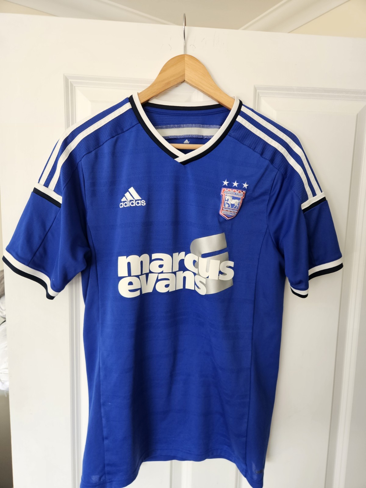 Ipswich Town Home Kit. Marcus Evans Sponsored Football Shirt. Size Large. VGC for sale on Ebay