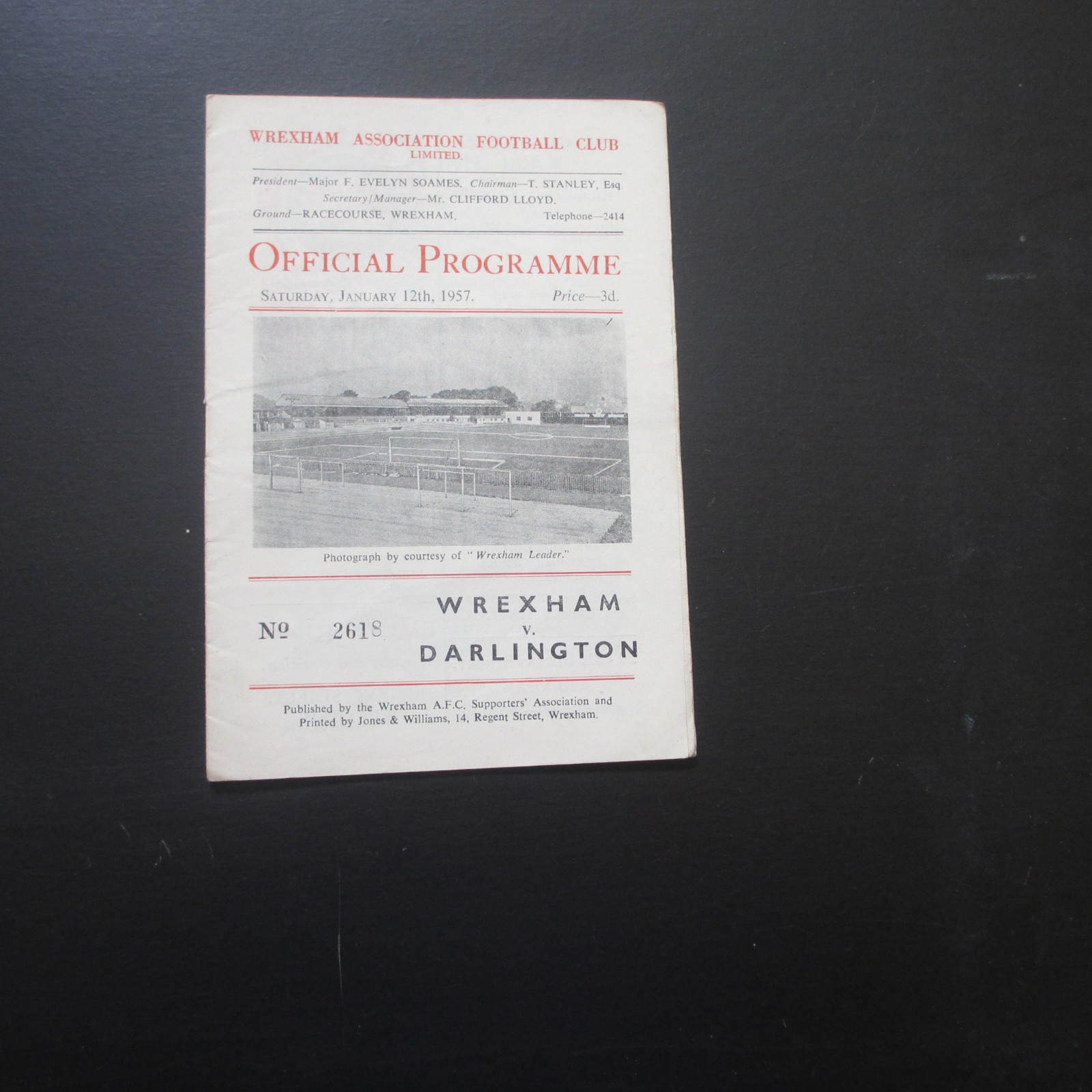 Wrexham v Darlington Div 3 North 1956/7 for sale on Ebay