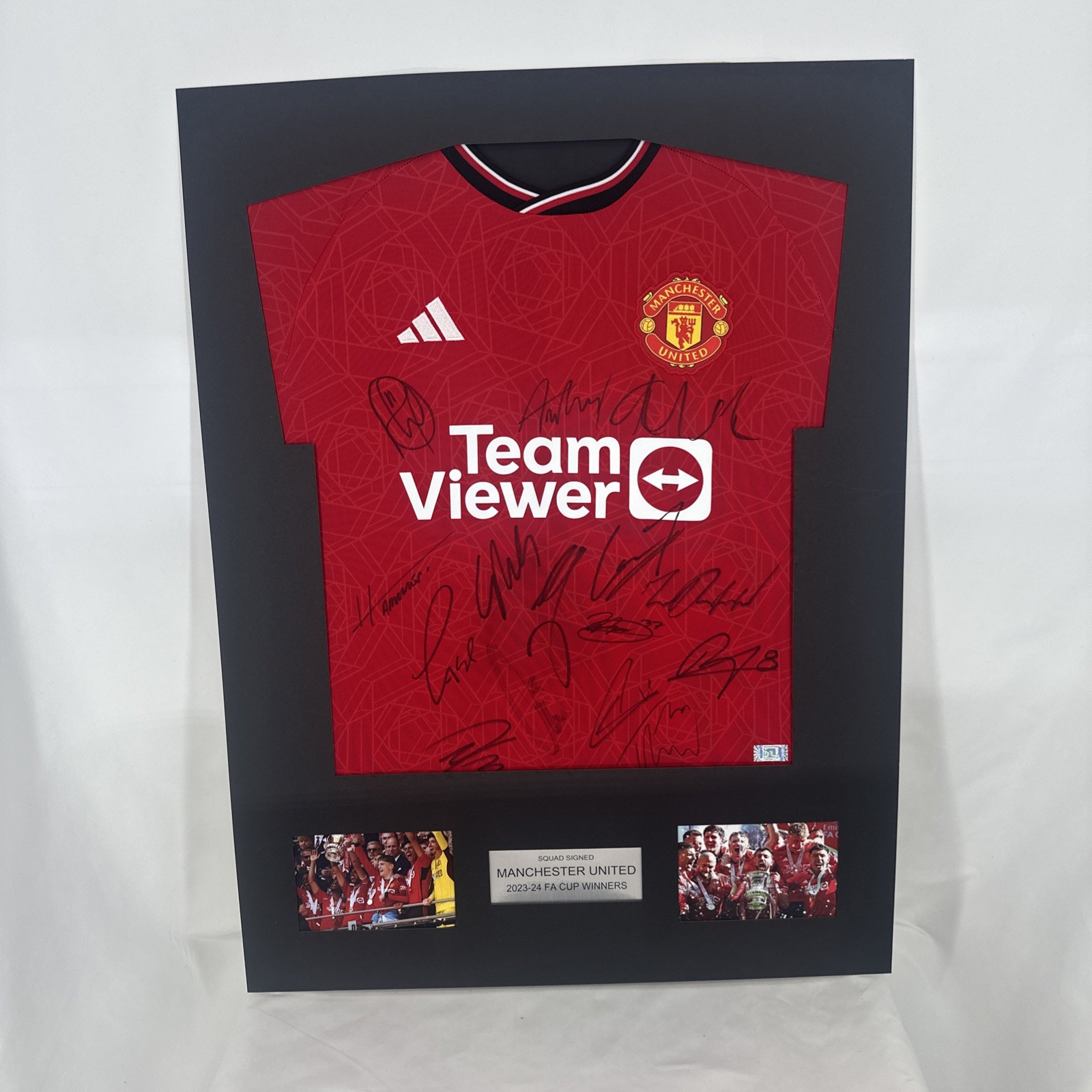 Signed and Framed Manchester United Shirt 2024/25 FA Cup Winners with COA for sale on Ebay