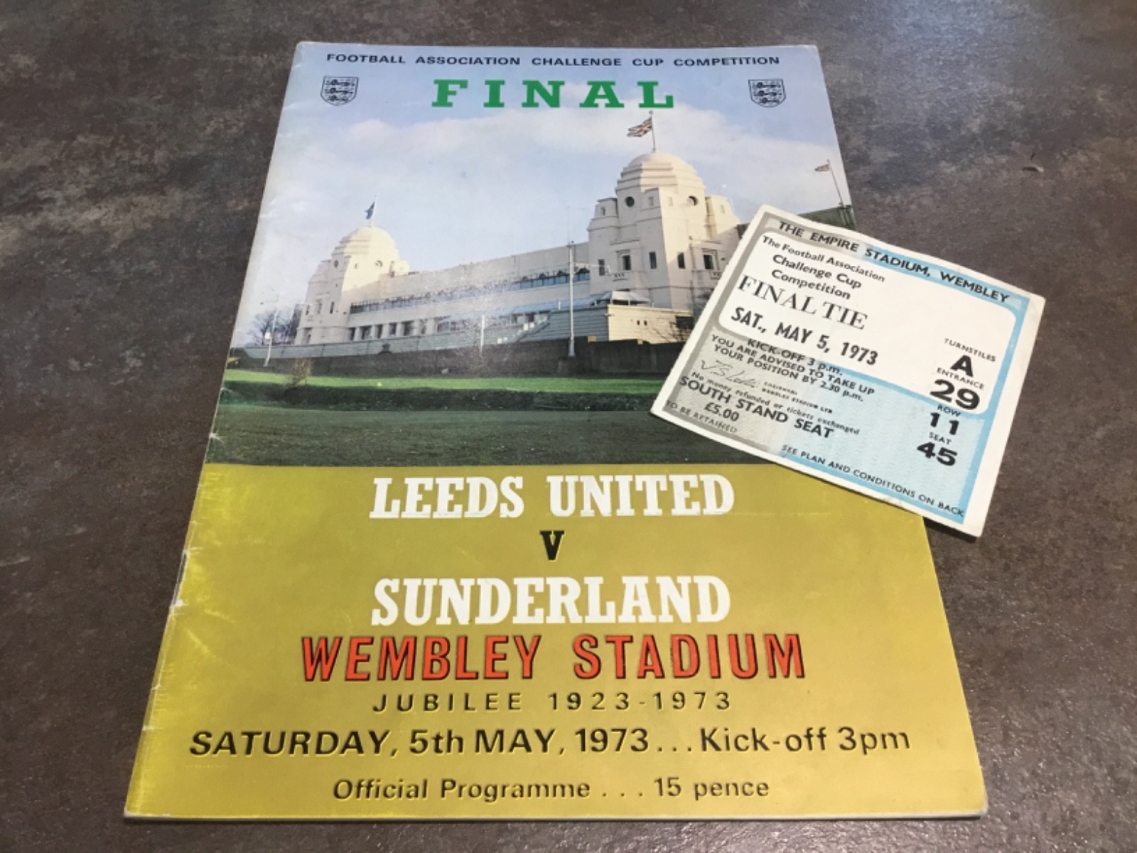 Leeds United v Sunderland 5 May 1973 FA Cup Final + Match Ticket for sale on Ebay