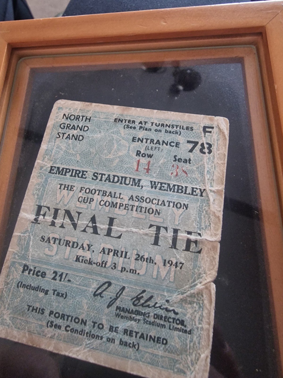 FA Cup Final Ticket 1947  Original  (Was Charlton V Burnley).  Can Come In Frame for sale on Ebay
