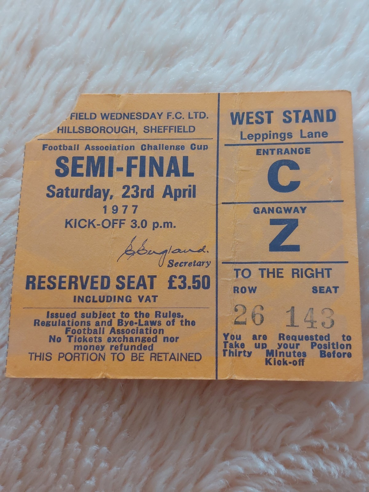 VINTAGE MANCHESTER UNITED v  LEEDS UTD FACUP SEMI FINAL FOOTBALL TICKET 1977 for sale on Ebay