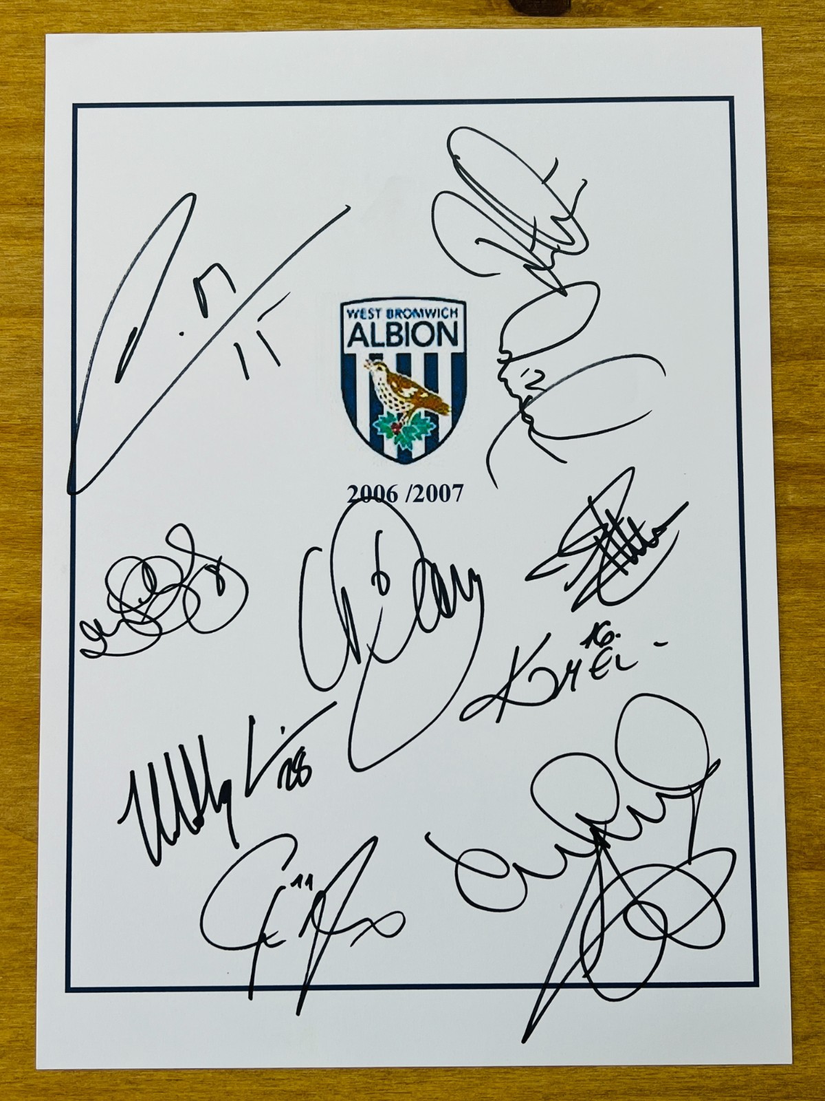 Hand Signed A4 Team Sheet - West Bromwich Albion FC 2006/07 - 11 signatures for sale on Ebay