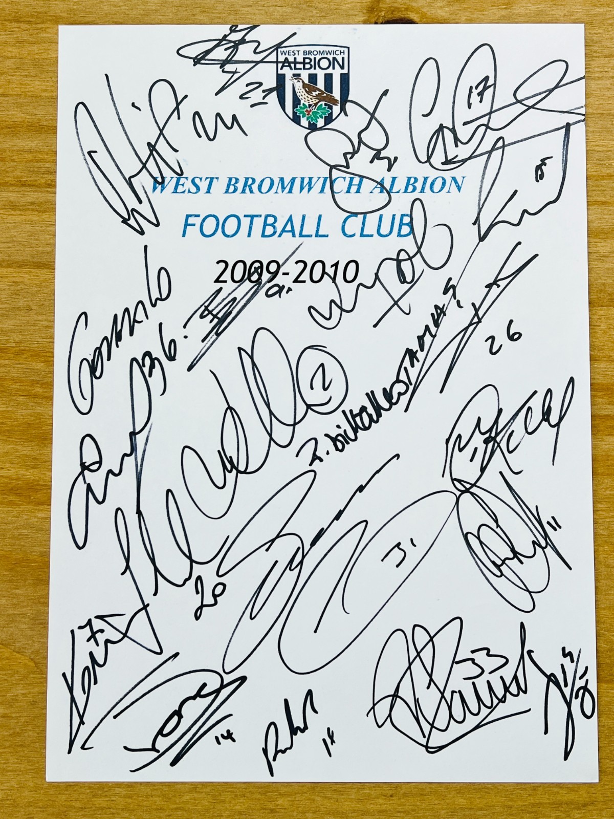 Hand Signed A4 Team Sheet - West Bromwich Albion FC 2009/10 - 21 signatures for sale on Ebay