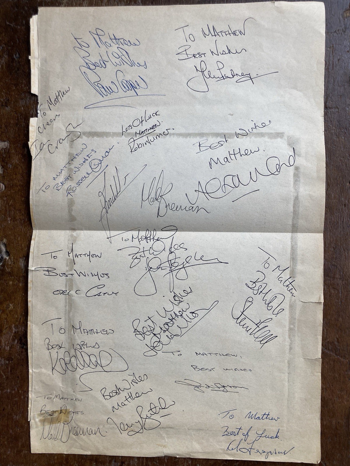 Large Circa 1985 Scrapbook Page With 17 Ipswich Town Player Autographs. for sale on Ebay