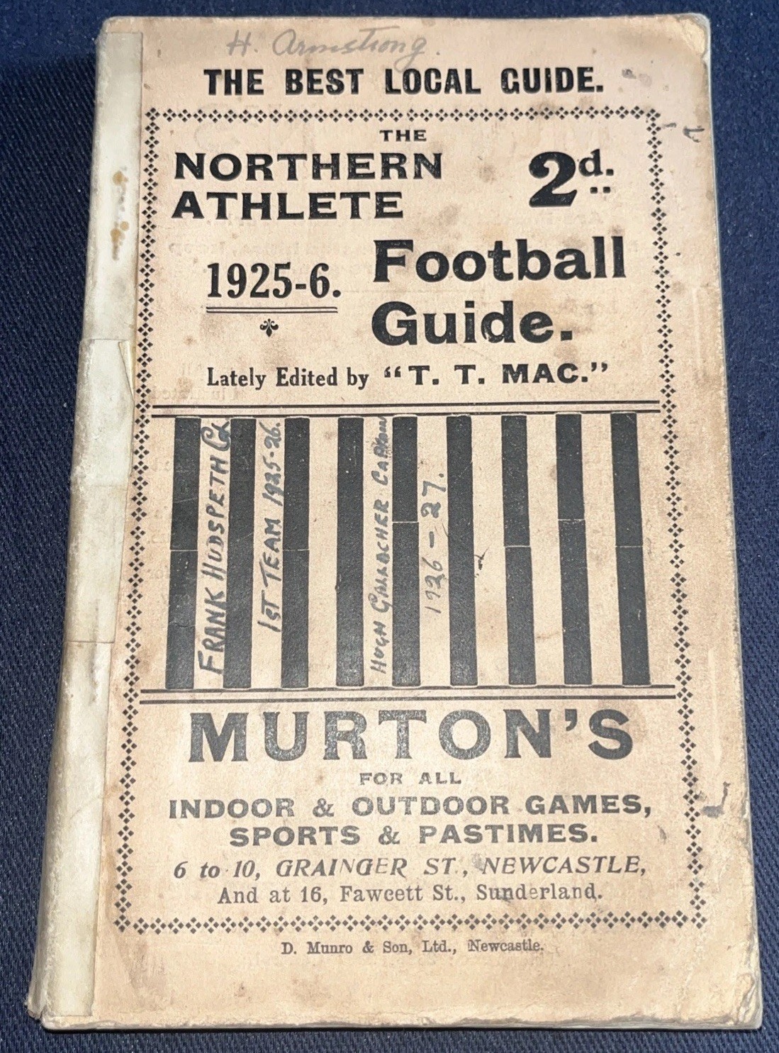 Northern Athlete pocket book of Div 1 fixtures 1925/6 Newcastle, Sunderland +  for sale on Ebay