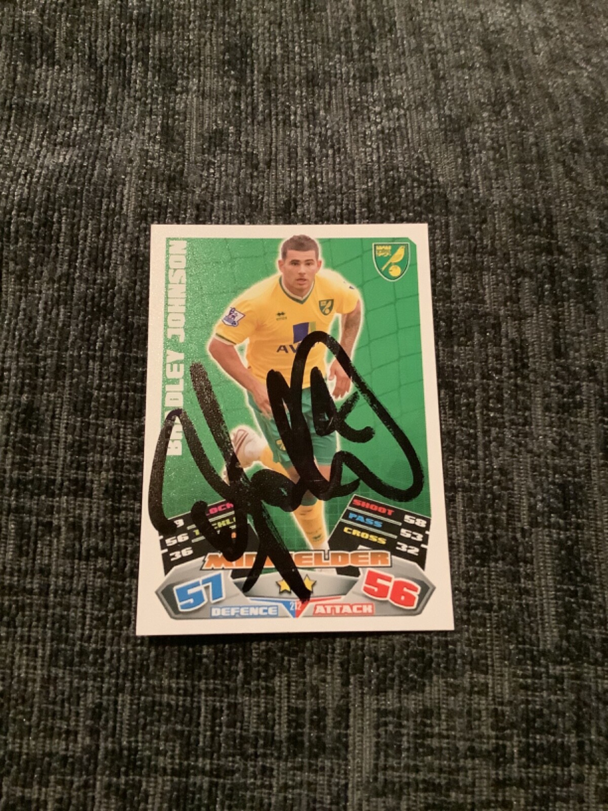 SIGNED BRADLEY JOHNSON NORWICH MATCH ATTAX 2011/12 BLACK BACK for sale on Ebay