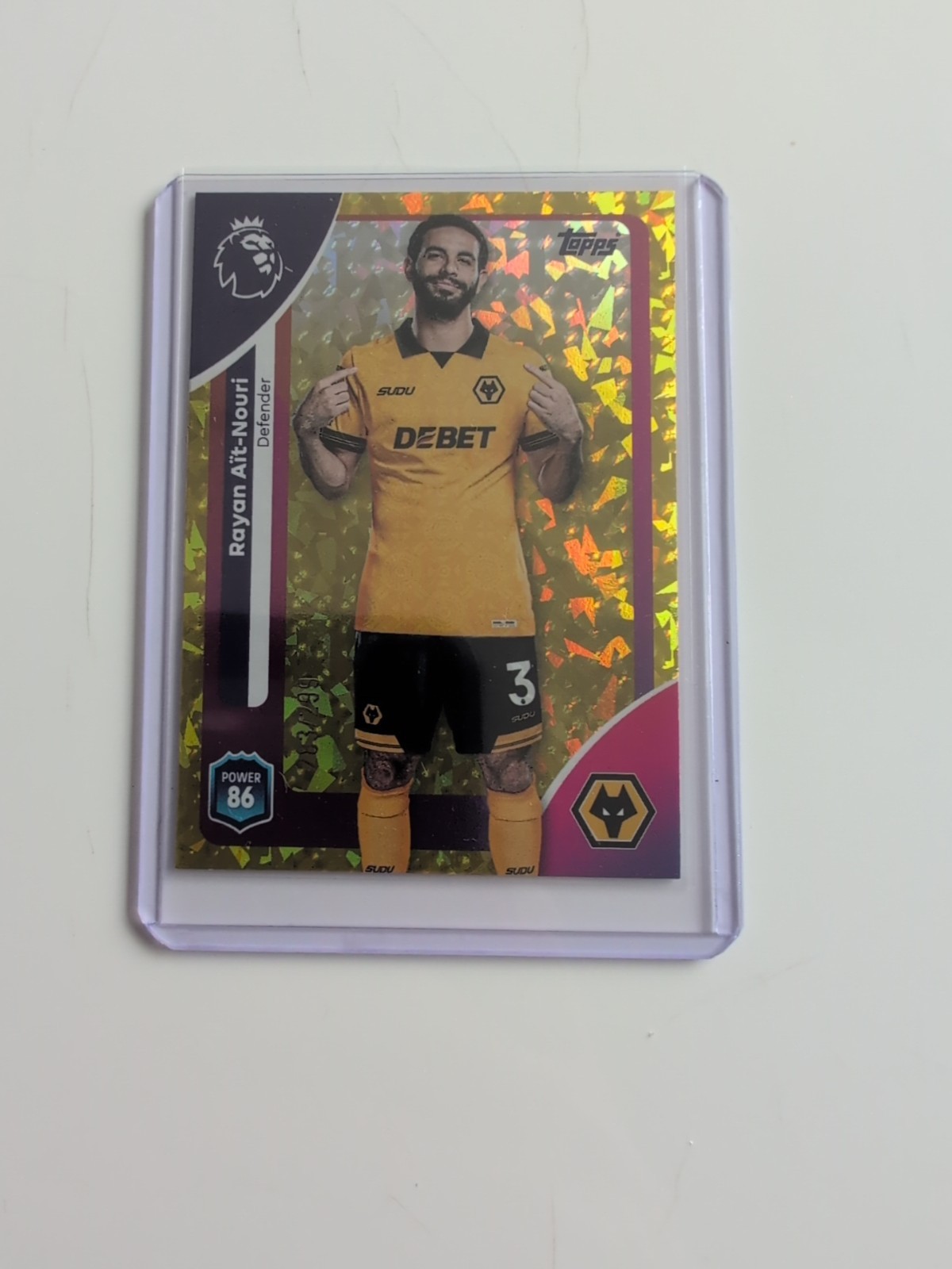 RAYAN AIT-NOURI WOLVES TOPPS PREMIER LEAGUE 2026 GOLD SPARKLE PARALLEL /299 for sale on Ebay