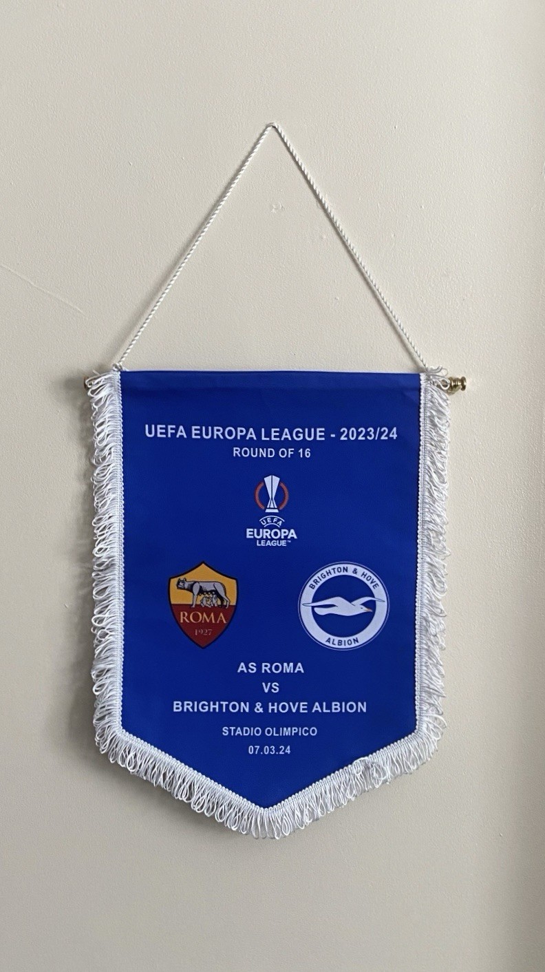 Brighton & Hove Albion v AS Roma UEFA Europa League Remake Gagliardetto Pennant. for sale on Ebay