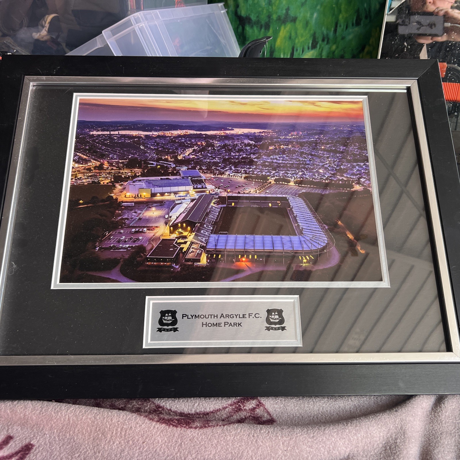 Plymouth Argyle FC Home Park Stadium aerial picture At Night for sale on Ebay