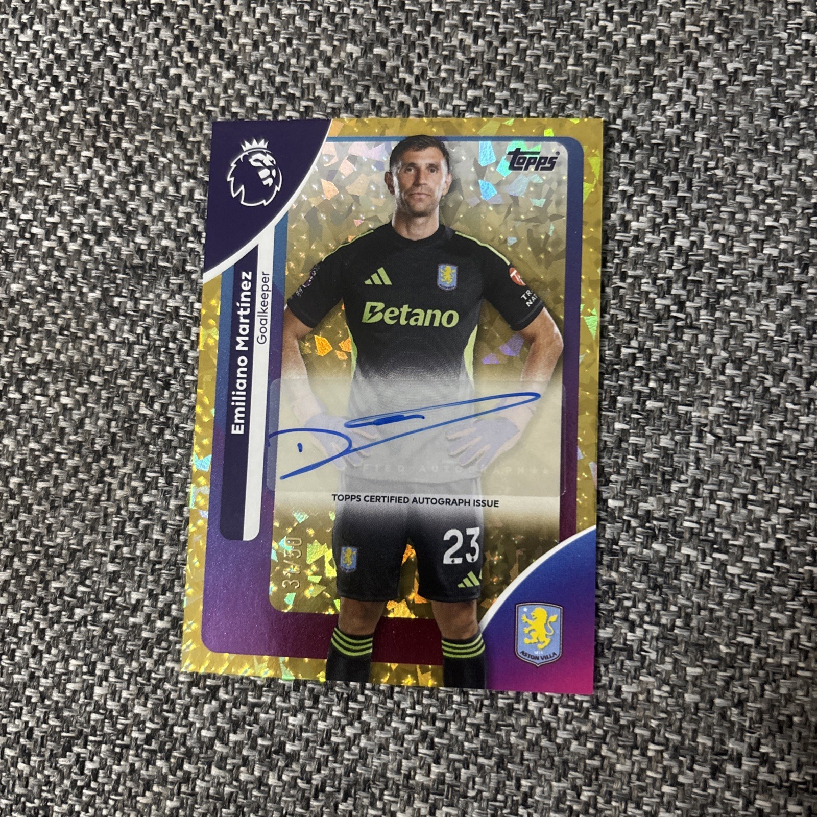 Topps Premier League 2026 Emiliano Martinez Aston Villa /50 Autograph Card Auto for sale on Ebay
