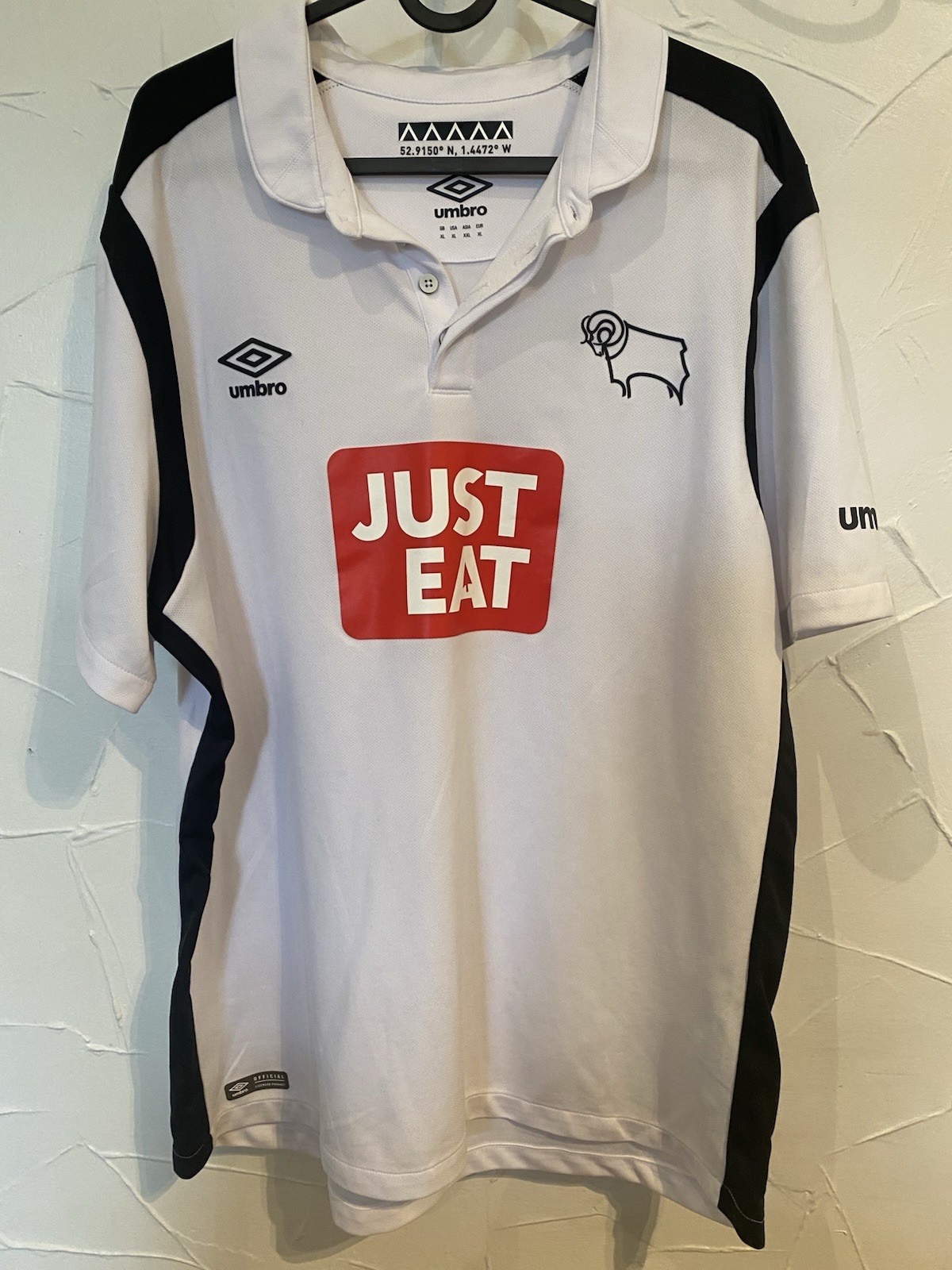 Derby County 2016/17 Umbro Home Shirt XL White Football Jersey Excellent Cond.  for sale on Ebay
