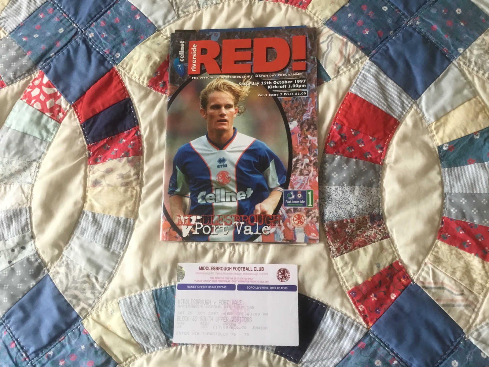 MIDDLESBROUGH V PORT VALE INC TICKET STUB 25-OCTOBER-1997 for sale on Ebay