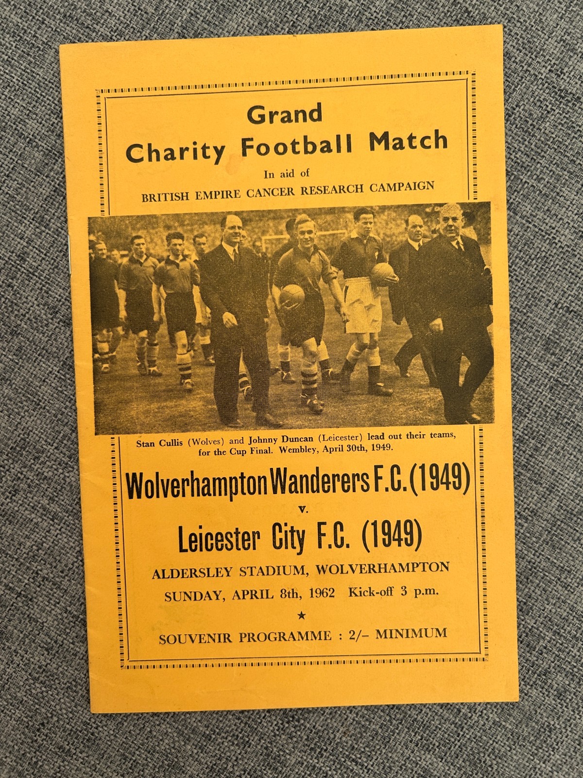 WOLVERHAMPTON WANDERERS V LEICESTER CITY 1962 CHARITY MATCH 1949 WOLVES RARE for sale on Ebay