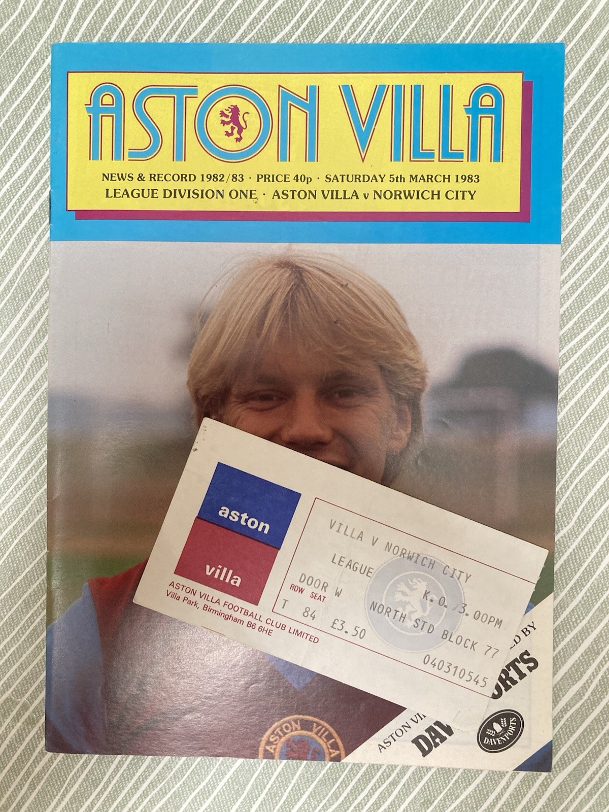 Aston Villa v Norwich City Div 1 with TICKET 1982/83 for sale on Ebay