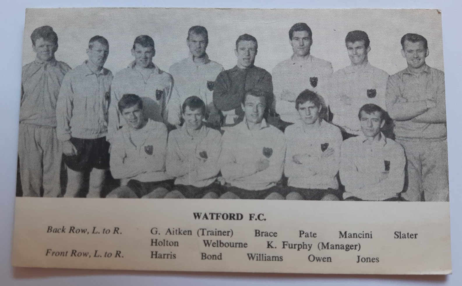 Daily Express Watford Football Team postcard 1965/66 for sale on Ebay