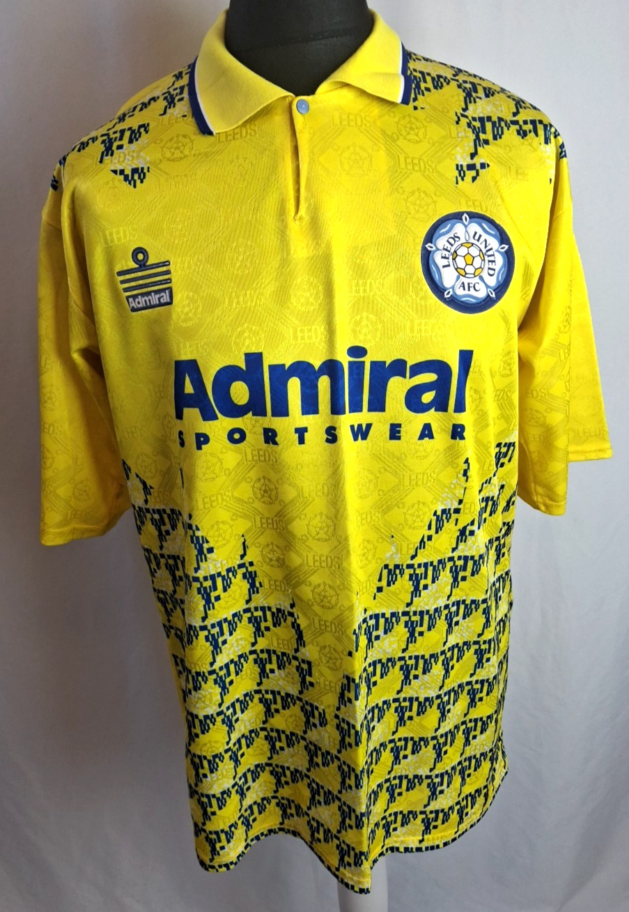 Original Admiral Leeds United 1992/93 3rd Kit Football Shirt Yellow Large A3367 for sale on Ebay