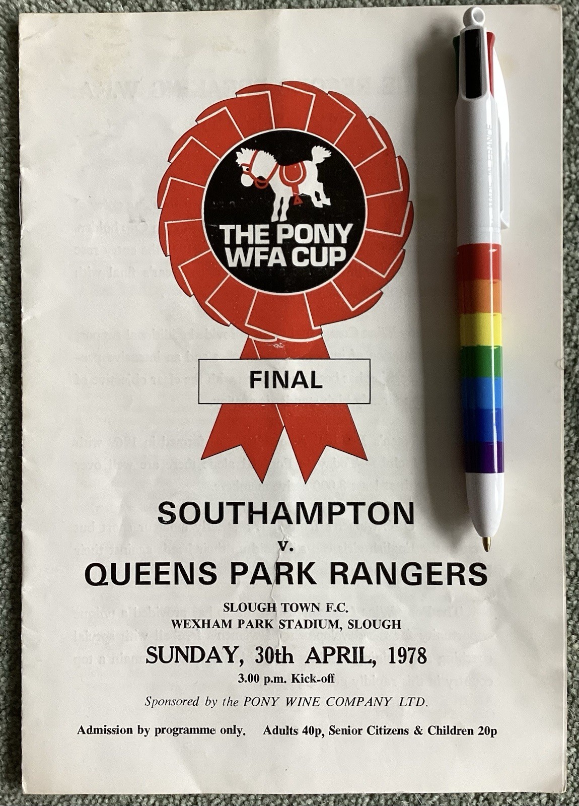 RARE 1978 WOMENS FA CUP FINAL SOUTHAMPTON V QPR @ SLOUGH TOWN 30TH APRIL 1978 for sale on Ebay