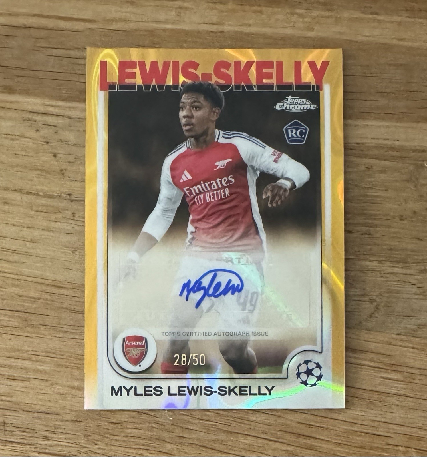 24/25 Topps Chrome UCC Myles Lewis-Skelly Arsenal Auto /50 RC for sale on Ebay