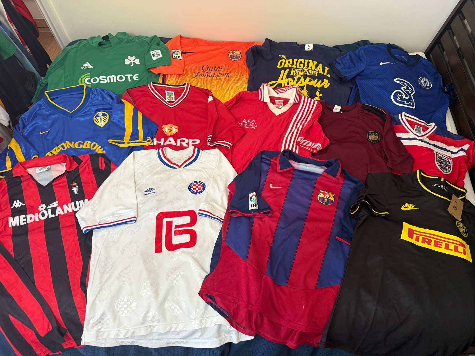 21 Shirt football bundle AC Milan Celtic Arsenal Man United Ajax Chelsea Adults for sale on Ebay