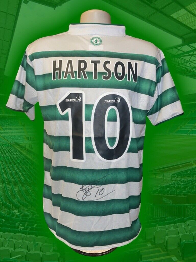 JOHN HARTSON HAND SIGNED CELTIC FC 2003/04 HOME SHIRT REPLICA COA PROOF for sale on Ebay