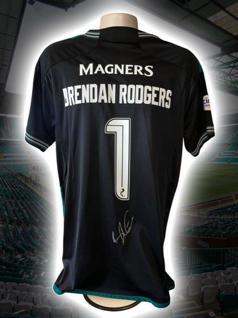 BRENDAN RODGERS HAND SIGNED CELTIC FC 2023/24 AWAY SHIRT REPLICA COA PROOF for sale on Ebay