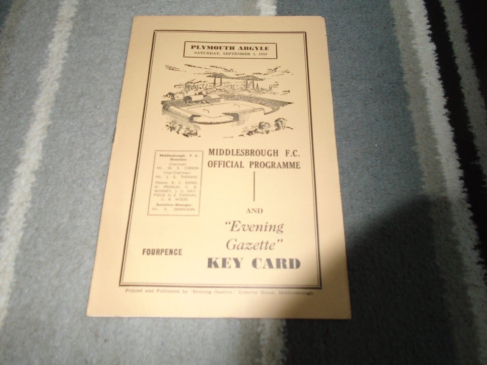 MIDDLESBROUGH V PLYMOUTH ARGYLE 1959-60 for sale on Ebay