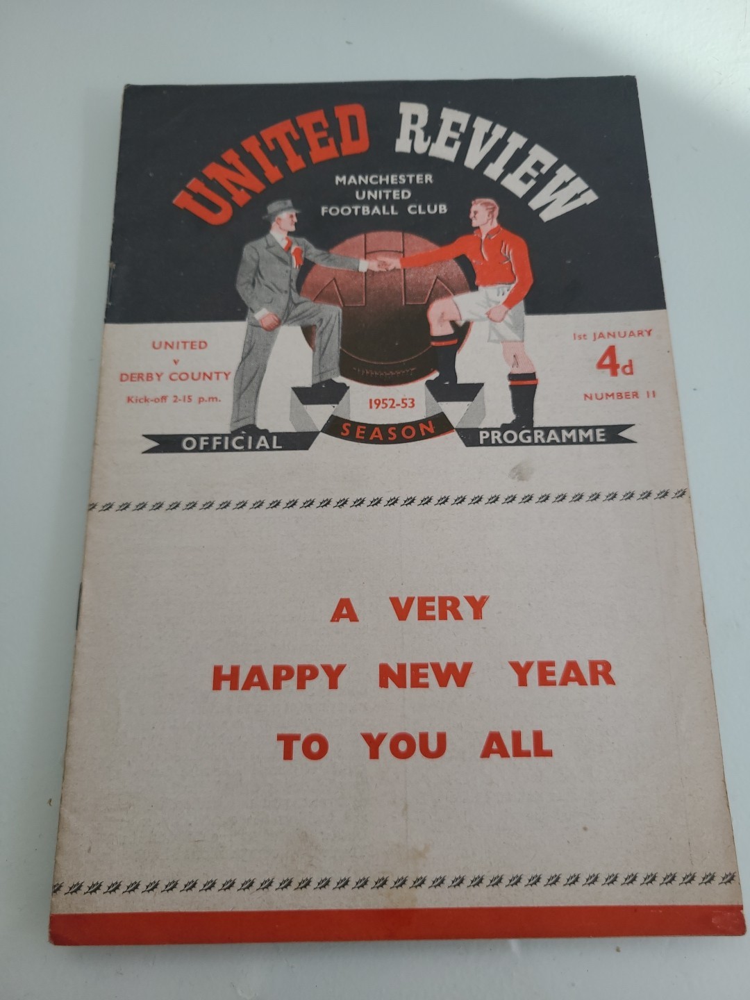 Manchester United V Derby County 1st January 1953 Programme for sale on Ebay