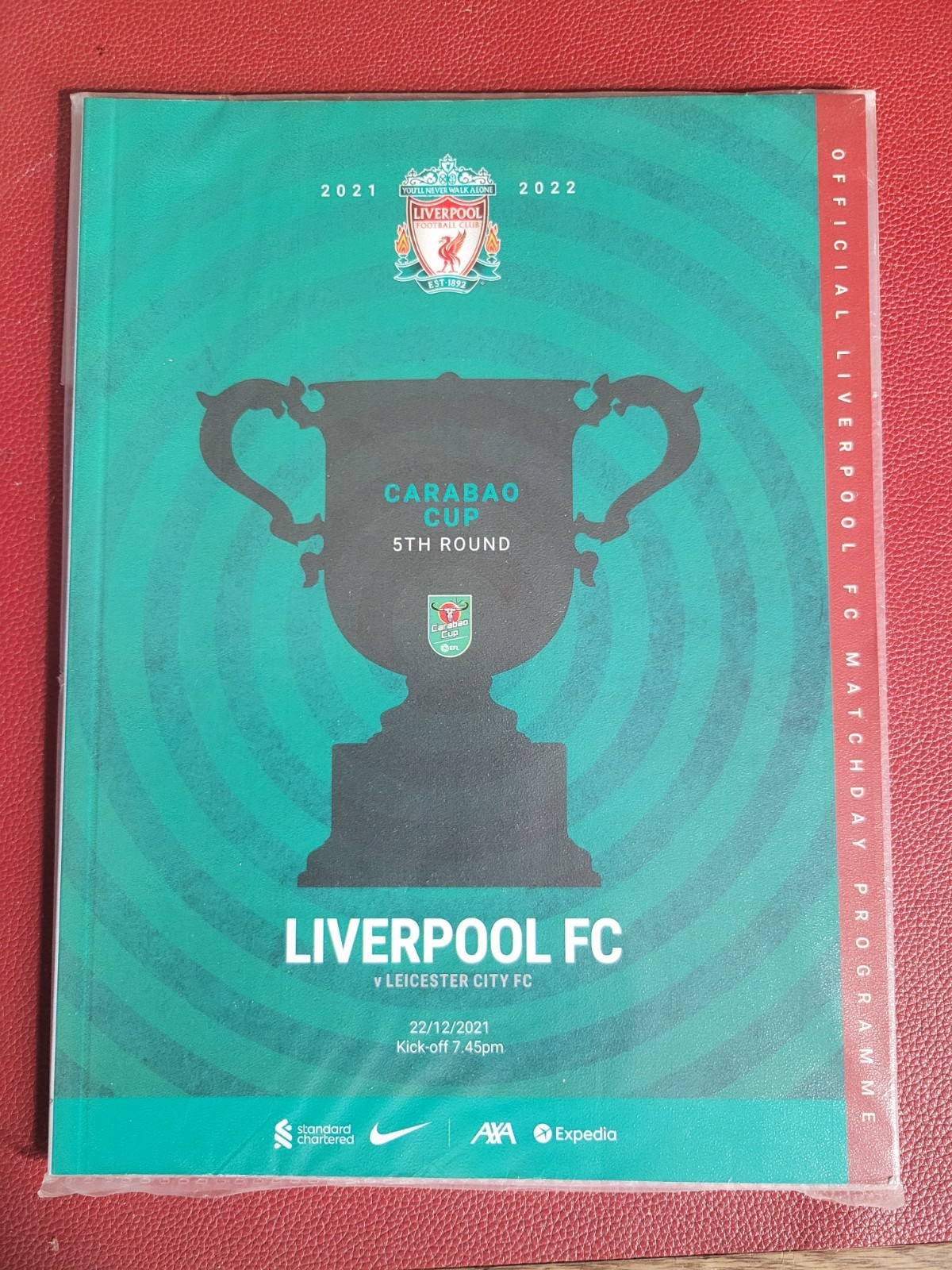 Liverpool V Leicester City Carabao Cup 5th Rd 22-12-2021 for sale on Ebay