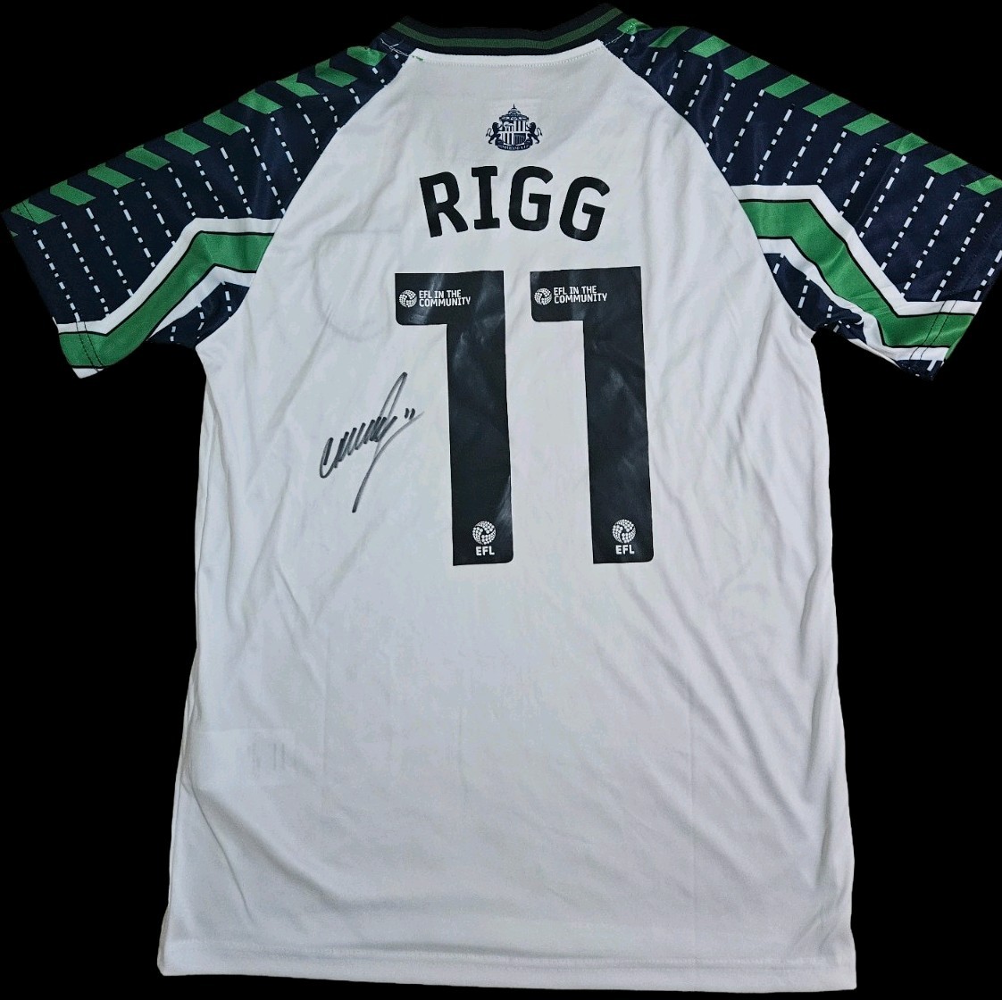 Chris Rigg Sunderland Fc 24/25 Away Shirt Hand Signed With COA & Photo Proof for sale on Ebay