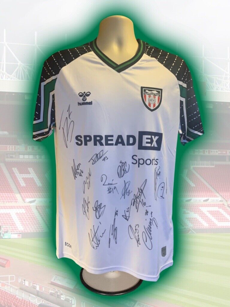 SUNDERLAND AFC HAND SIGNED SQUAD SIGNED 2024/25 AWAY SHIRT GENUINE COA PROOF for sale on Ebay