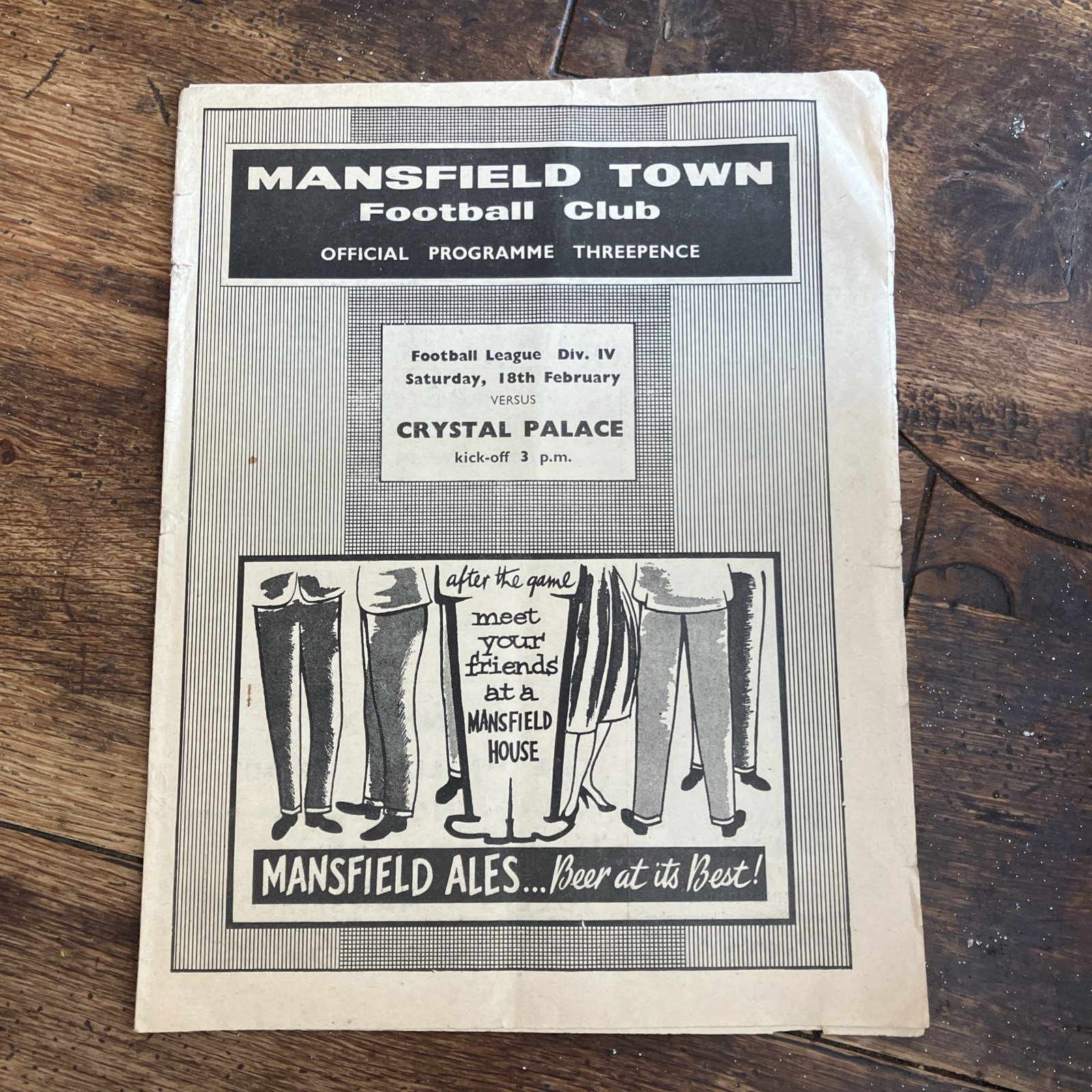Mansfield Town v Crystal Palace football programme 18.2.1961 for sale on Ebay