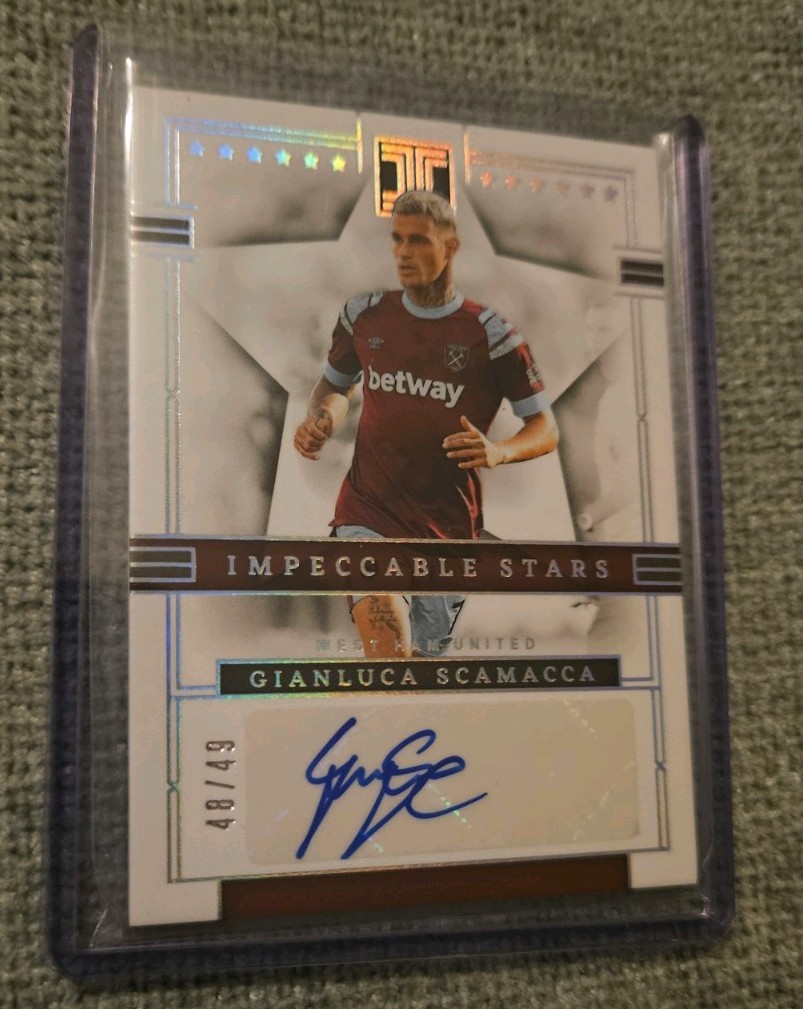 Gianluca Scamacca Auto 15/49 Panini Impeccable Premier League 2022-23 West Ham for sale on Ebay