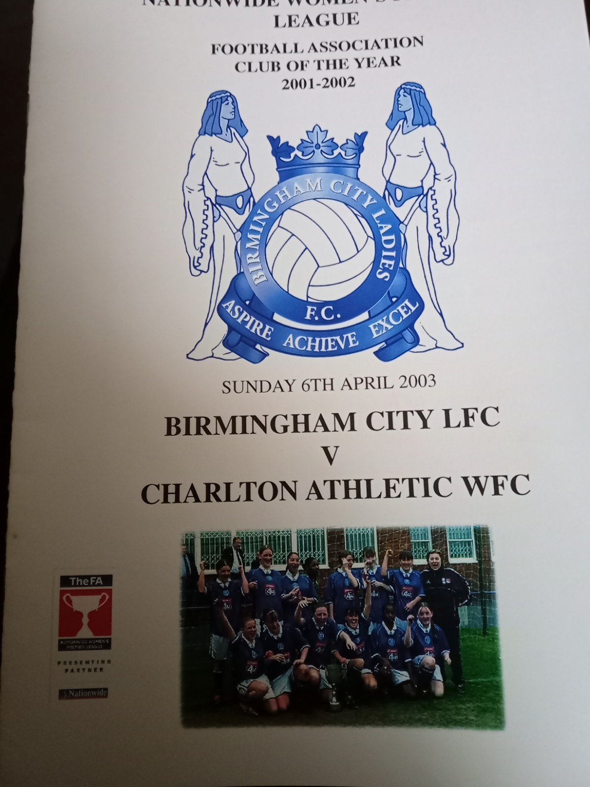 Birmingham City Ladies v Charlton Ath Ladies Nationwide Ladies Prem Lge  6/4/03. for sale on Ebay