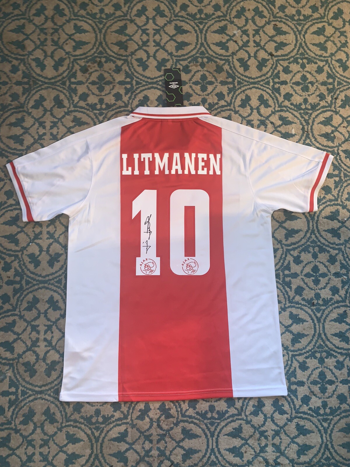 JARI LITMANEN HAND SIGNED AJAX 1998/99 HOME SHIRT REPLICA COA PROOF for sale on Ebay