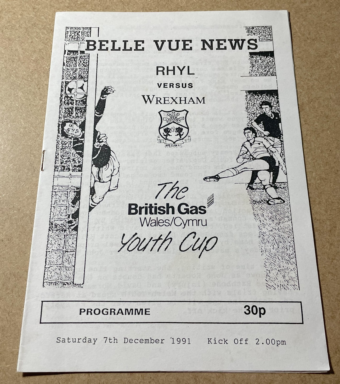 1991/92 RHYL v WREXHAM WELSH YOUTH CUP RARE PROGRAMME for sale on Ebay