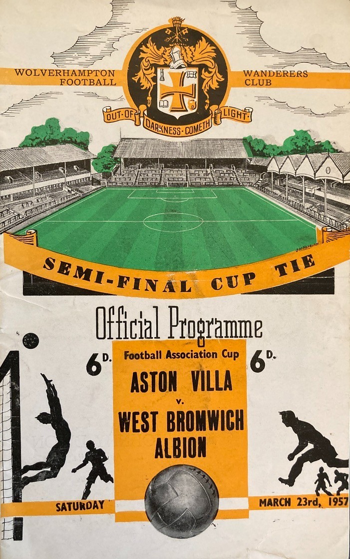 1957 F A Cup semi final - Aston Villa v West Bromwich Albion at Molineux for sale on Ebay