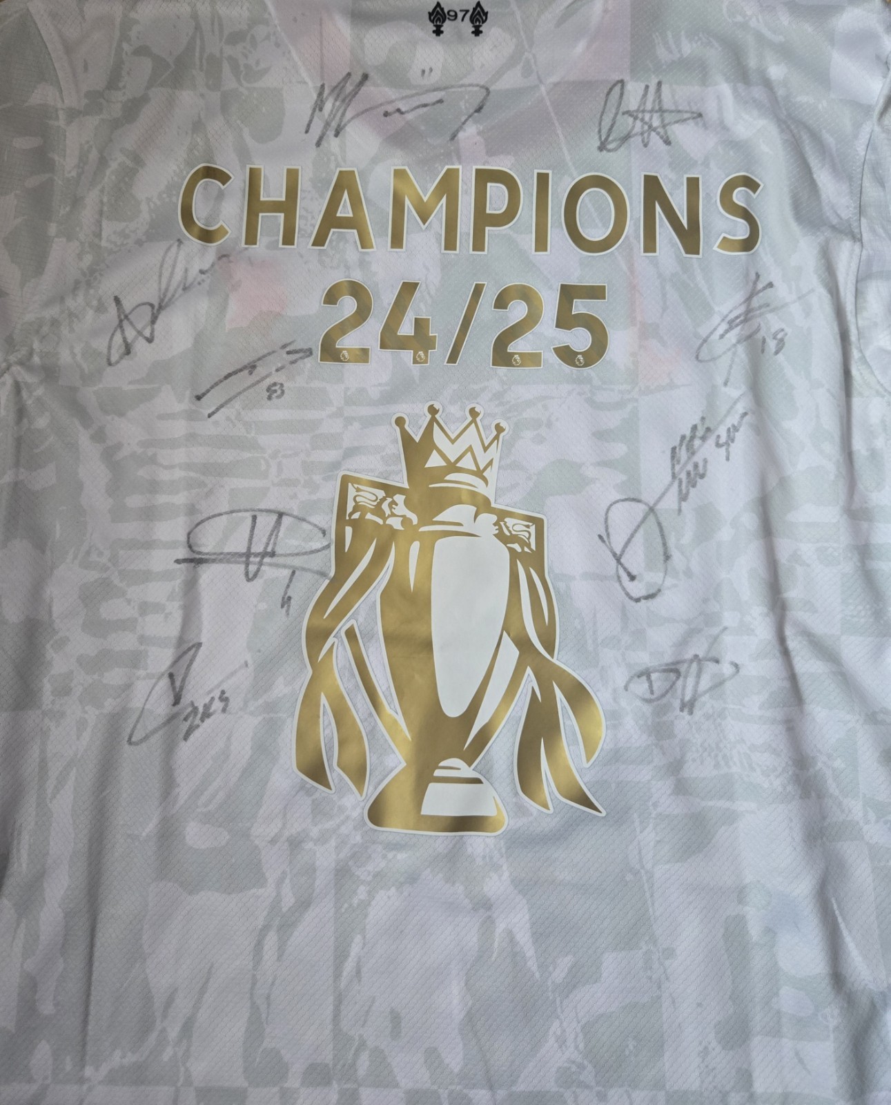 Genuine Hand Signed Liverpool FC 24/25 'Champions' Shirt - Van Dijk, Salah Etc for sale on Ebay
