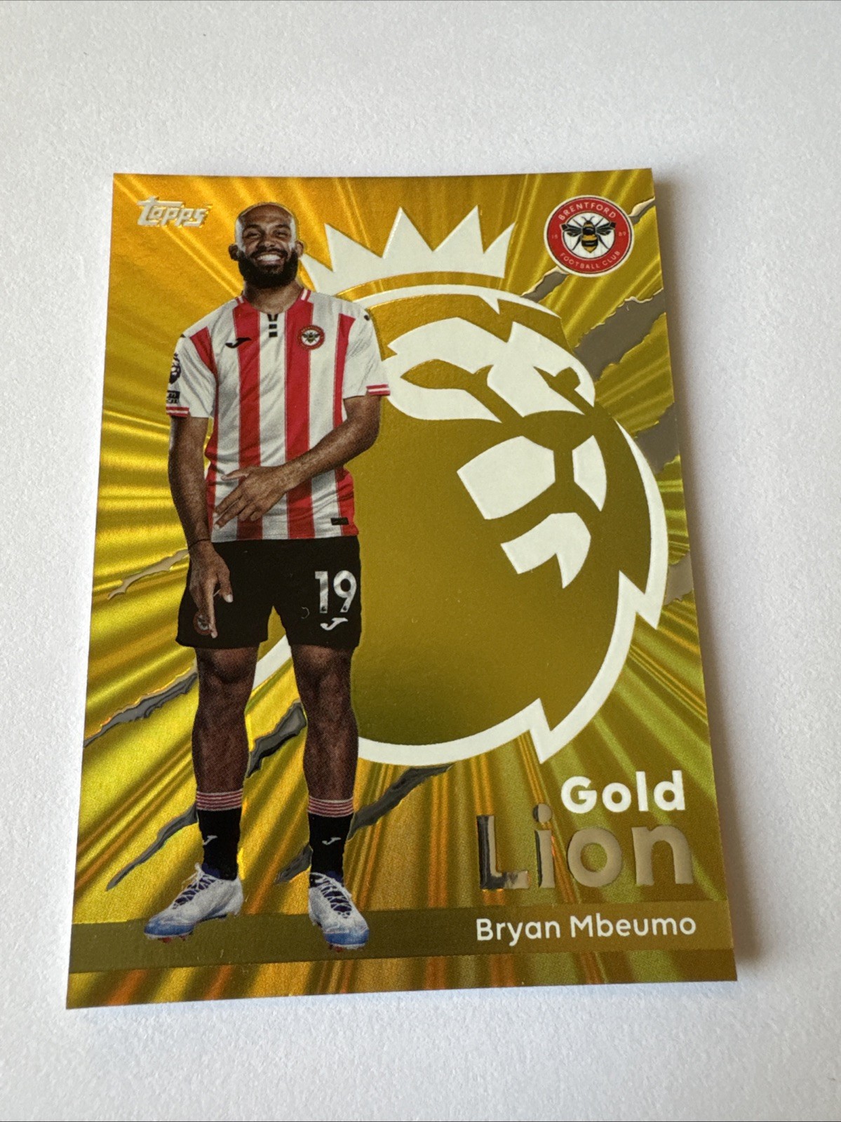 TOPPS PREMIER LEAGUE 2026 BRYAN MBEUMO GOLD LION INSERT BRENTFORD 2025/26 for sale on Ebay