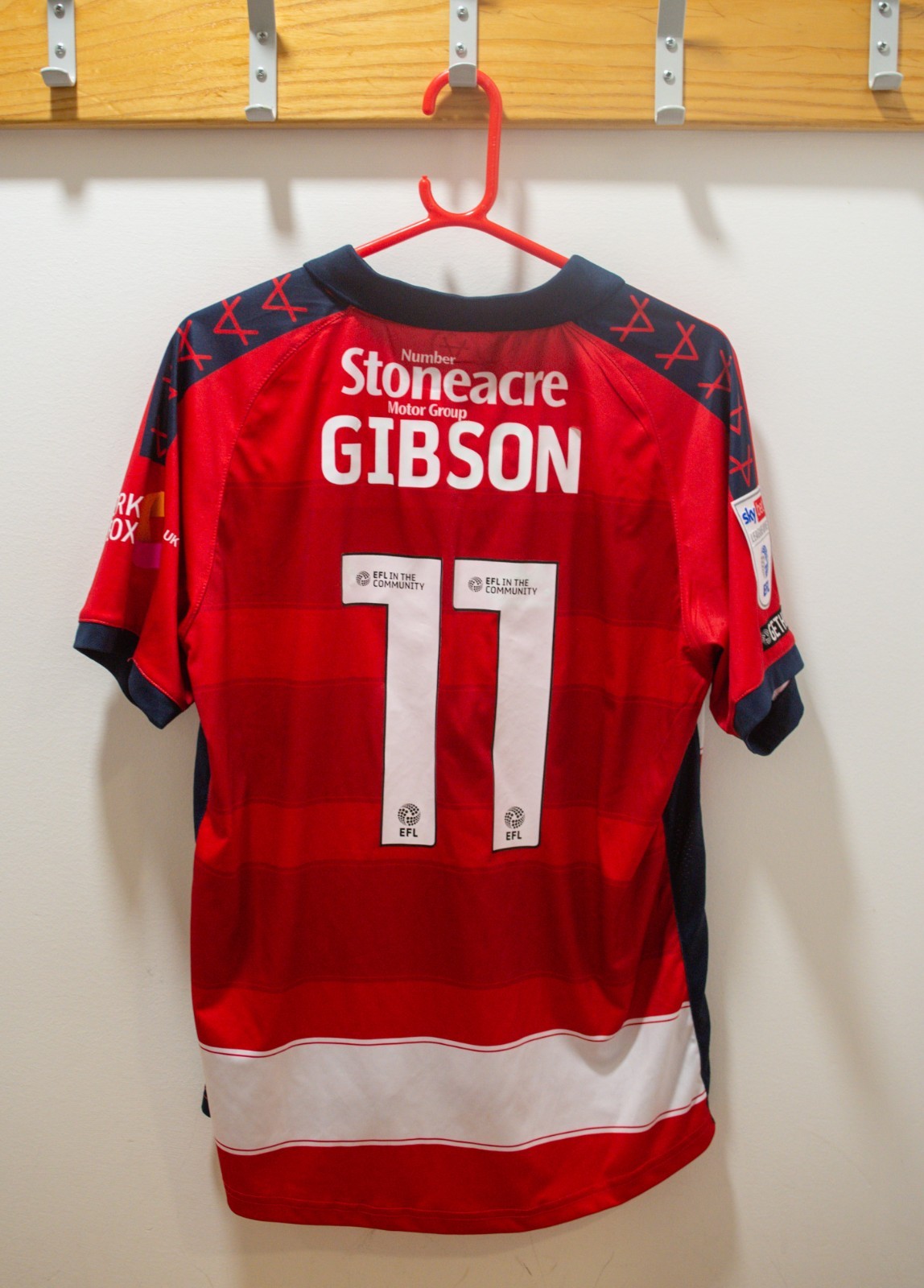 Jordan Gibson Match-Worn & Signed Doncaster Rovers v Rotherham United Shirt for sale on Ebay