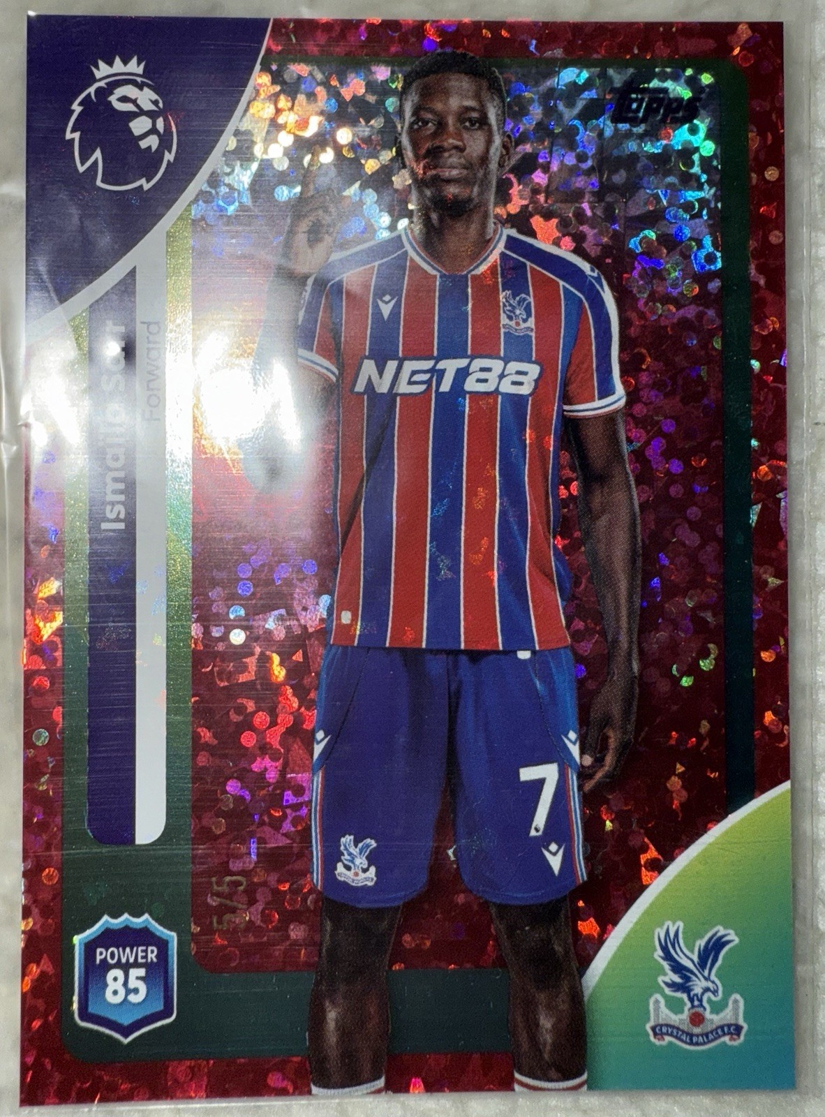 Topps 25/26 Ismaila Sarr Crystal Palace Premier League Red Sparkle Parallel 5/5 for sale on Ebay