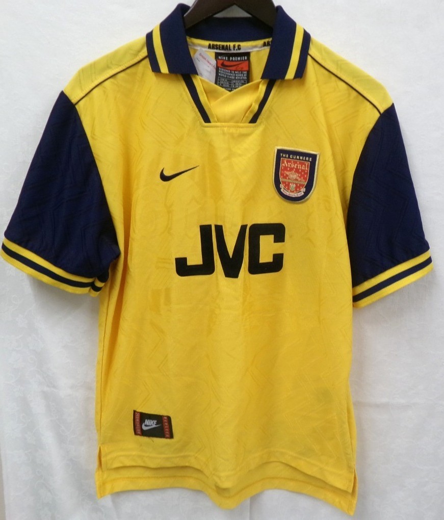 ARSENAL 1996/1997 Nike Away Football Shirt JVC Yellow sz m - CG B84 for sale on Ebay
