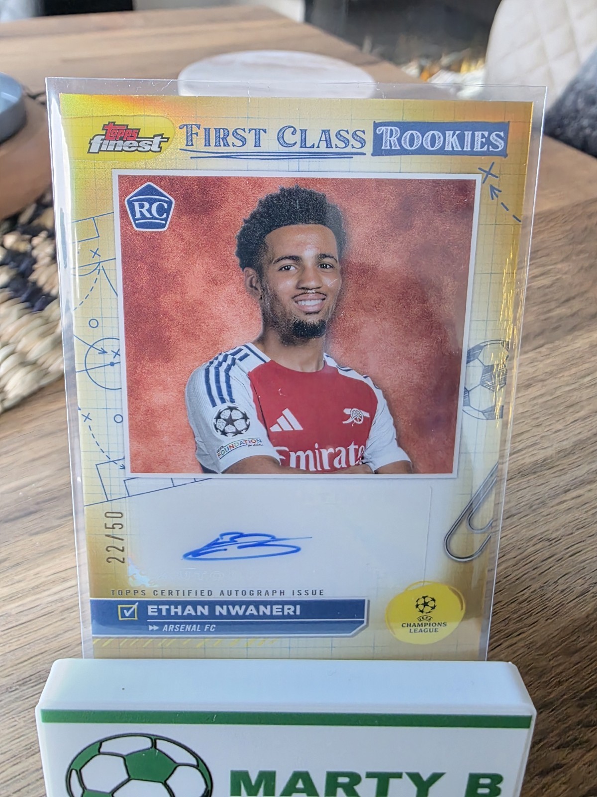 2024-25 Topps Finest Ethan Nwaneri Rookie Number Match Gold Auto 22/50 Arsenal for sale on Ebay