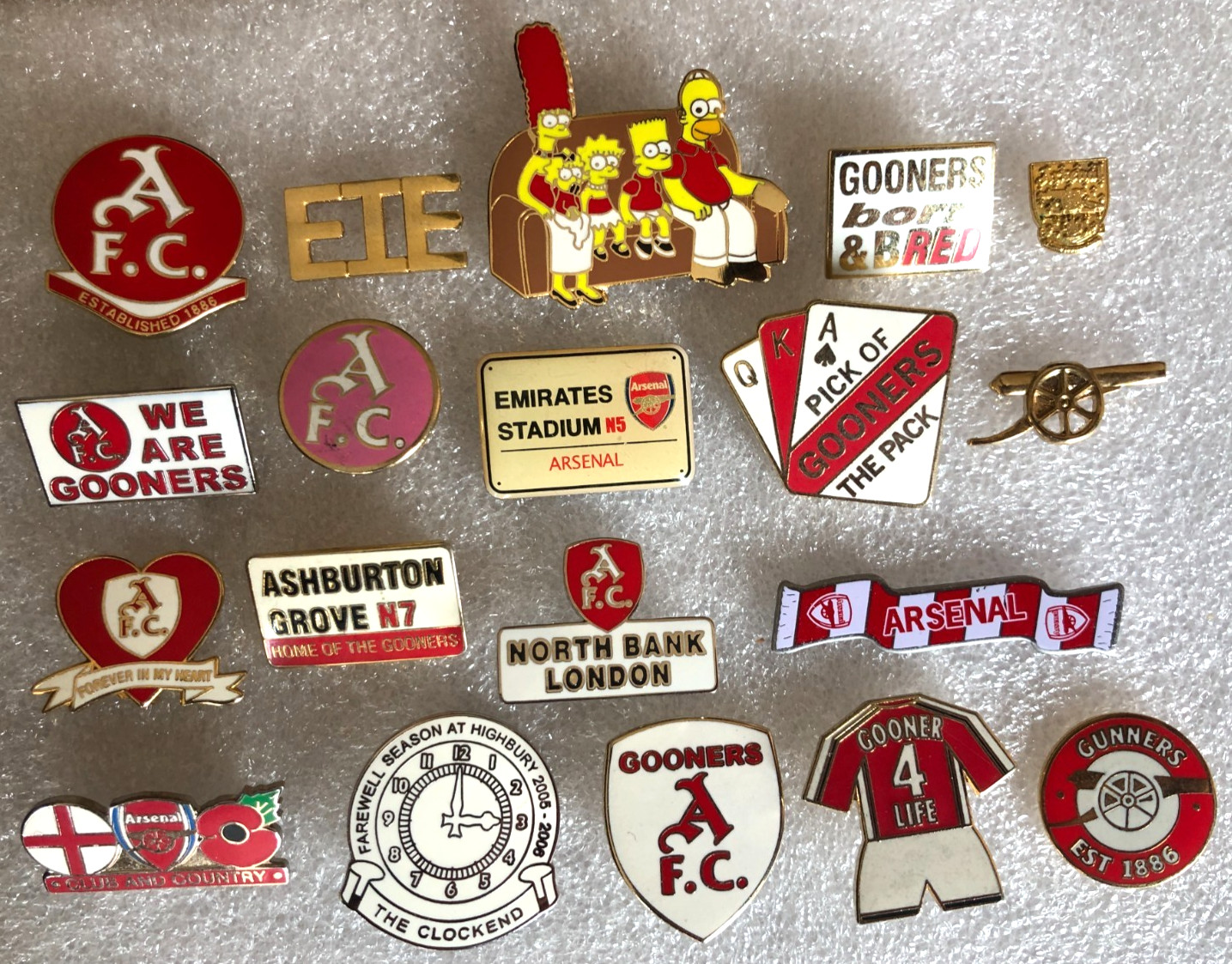 COLLECTION OF 19 ARSENAL AFC GOONERS ENAMEL PIN BADGES for sale on Ebay