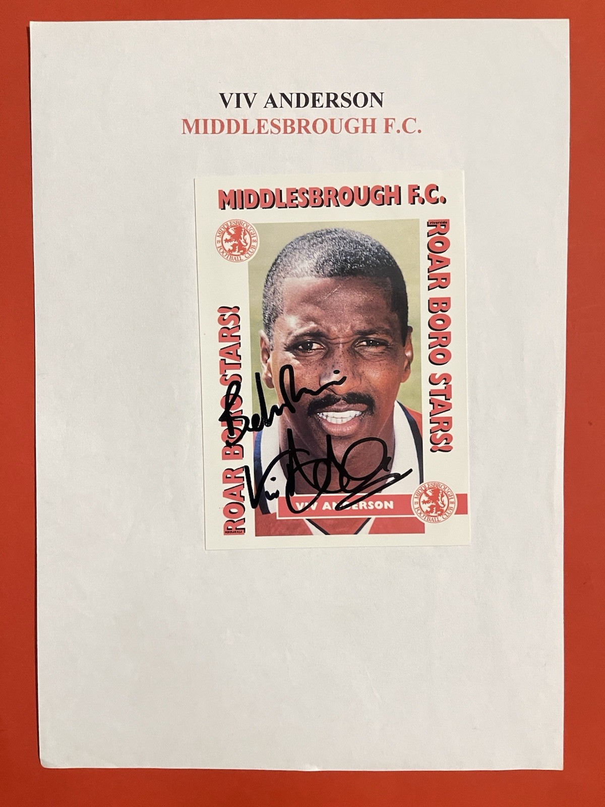 Viv Anderson - Middlesbrough F.C. Signed Official Photo Card for sale on Ebay