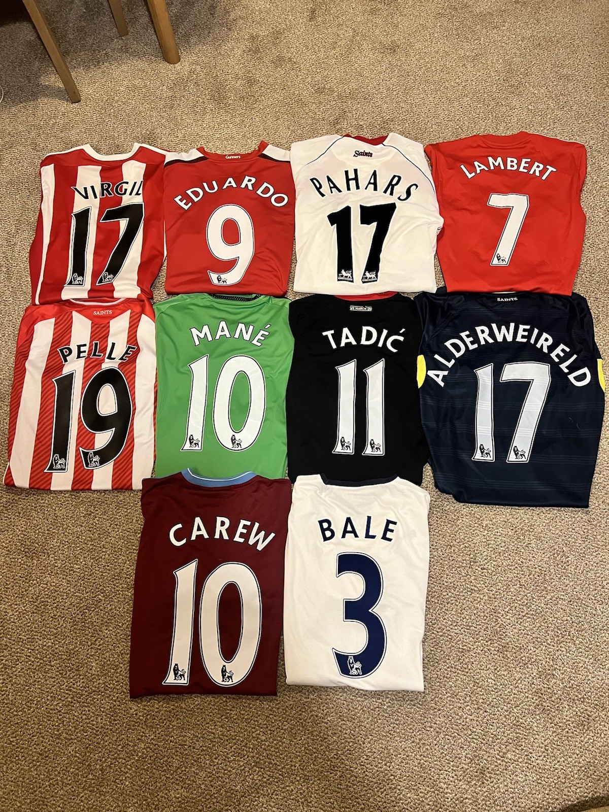 Adult Football Shirt Joblot Bundle X10, All With Player Names for sale on Ebay