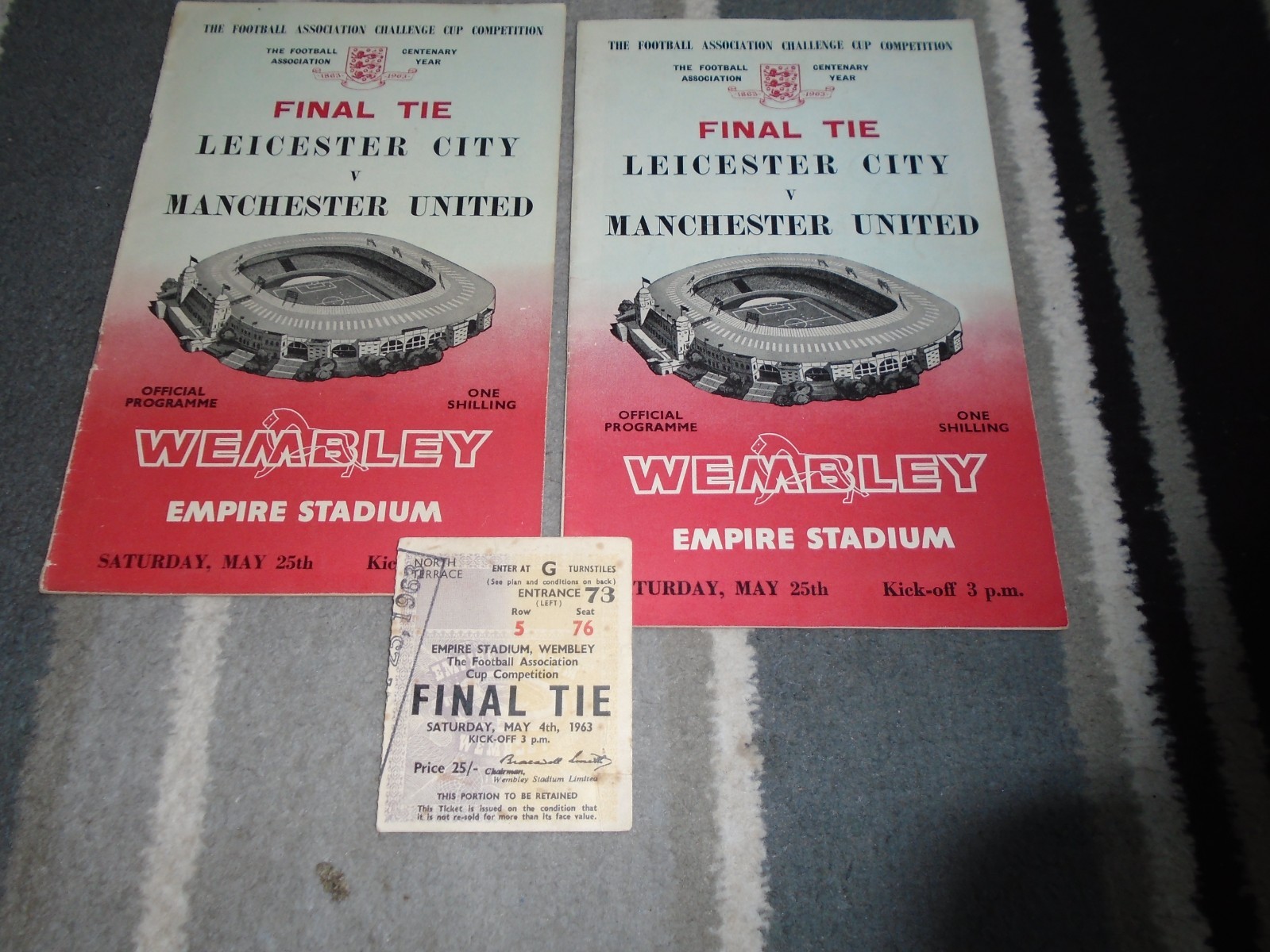 LEICESTER CITY V MANCHESTER UNITED 1963 FA CUP FINAL X 2 ISSUES+MATCH TICKET for sale on Ebay